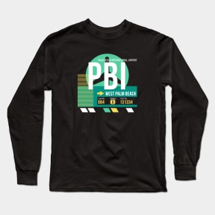 West Palm Beach (PBI) Airport // Retro Sunset Baggage Tag Long Sleeve T-Shirt